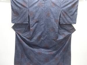 雪輪に花模様織り出し本場泥大島紬着物(5マルキ)